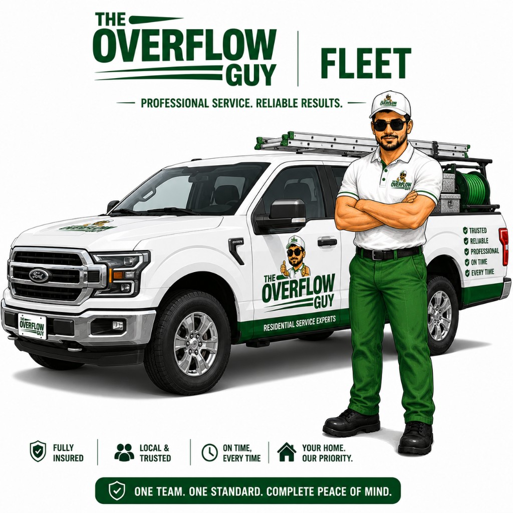 The Overflow Guy with the branded fleet truck